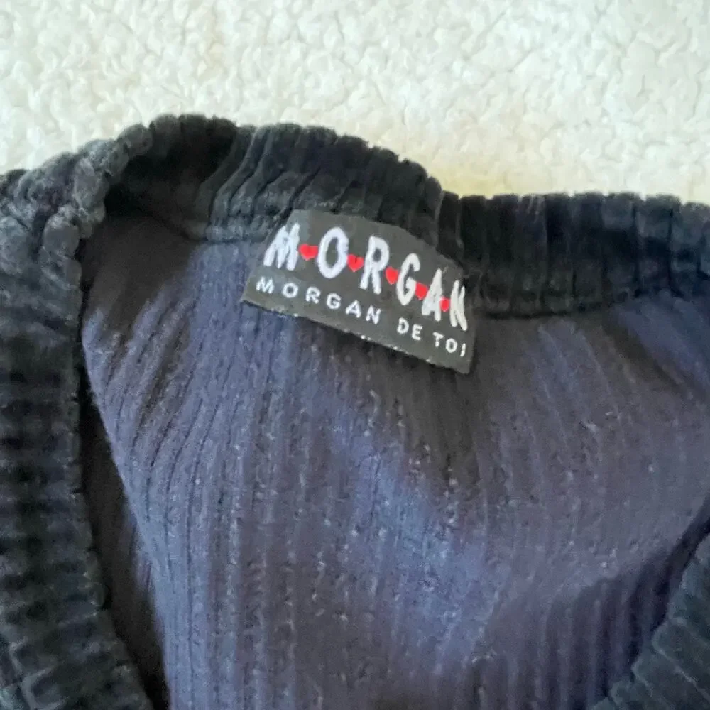 Morgan de Toi Paris Black Ribbed Velvet Top Long Sleeve Stretch Tee - Picture 5 of 10